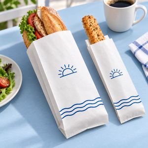 Custom Logo Side Gusset Pinch Bottom White Paper Food <b>Bags</b> for Sandwiches <b>Bread</b> Rolls and Cafe Takeaway Packaging - Product Image 2