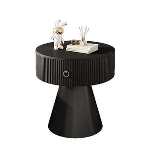 Cream-Colored Marble Top Nightstand With <b>Storage</b> Drawer For Bedroom Use - Product Image 5