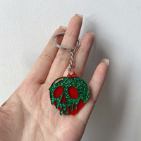 Llavero al por mayor de Halloween con brillo, calabaza, telaraña, calavera, de metal para llave de coche, recuerdo de fiesta, decoración, regalo