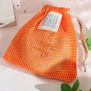 Gran oferta de fábrica, pequeña bolsa de jabón de malla de algodón, bolsa de cosméticos con cordón, etiqueta tejida personalizada, logotipo, bolsa de jabón de <span class=keywords><strong>inodoro</strong></span> de malla de nailon - Product Image 3