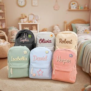 Mochila Infantil Personalizada sin Cierre con Nombre, Bolsa de <span class=keywords><strong>Pana</strong></span> para Niños Pequeños, Regalo de Cumpleaños para Niñas y Niños, Regreso a Clases - Product Image 6