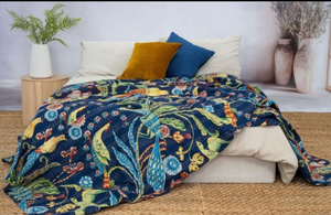 Couette Kantha en coton imprimé à la main, style traditionnel indien, patchwork fait main, pour lit simple 60x90 et lit king size 90x108 - Product Image 2