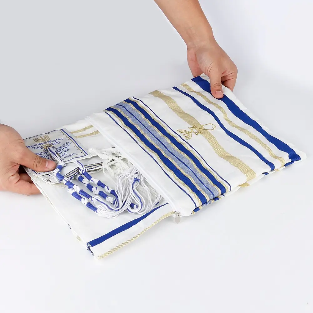 Christian Jewish Israel 10 colori White King Blue Striped scialle di preghiera sciarpe Katan Tallit Set con borsa