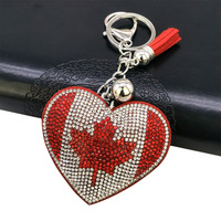 Porte-clés Cœur Bling Strass Tendance Drapeaux Porto Rico Canada États-Unis Mexique France Allemagne Grèce Royaume-Uni