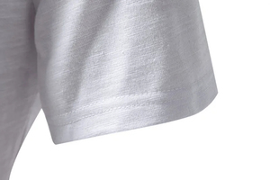 Camiseta deportiva de verano para hombre a la moda nueva de cuatro botones con cuello en V de manga corta blanco sólido de poliéster/algodón - Product Image 3