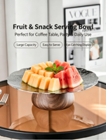 Plateau à fruits en acier inoxydable, plateau de service pour le salon, table basse pour fruits, noix séchées et en-cas, option cadeau