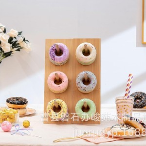 Wooden Donut Storage Rack Round Reusable Birthday Party Dessert <b>Stand</b> 1 <b>Pc</b> With Detachable Design - Product Image 4