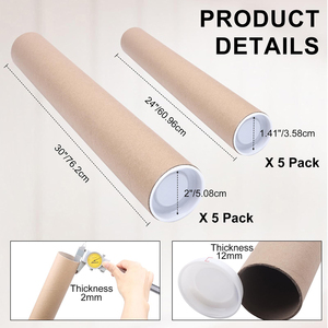 Emballage <span class=keywords><strong>en</strong></span> <span class=keywords><strong>tube</strong></span> de papier cylindrique long recyclable, diplôme, affiche, expédition, rouleau, <span class=keywords><strong>tube</strong></span> <span class=keywords><strong>en</strong></span> <span class=keywords><strong>carton</strong></span>, <span class=keywords><strong>tube</strong></span> <span class=keywords><strong>en</strong></span> papier kraft avec bouchon - Product Image 2