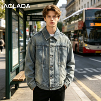 Blouson matelassé en jean unisexe, couleur personnalisable, simple boutonnage, tissu durable, coupe ample, design oversize, effet délavé Monkey Wash