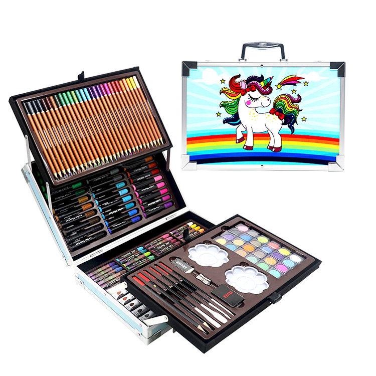 Многофункциональные художественные наборы для рисования из 123 предметов, набор деревянных коробок для творчества и творчества