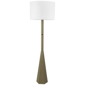 Lampadaire combiné blanc et bois avec abat-jour conique | Éclairage minimaliste nordique pour l'intérieur de la chambre d'hôtel - Product Image 5