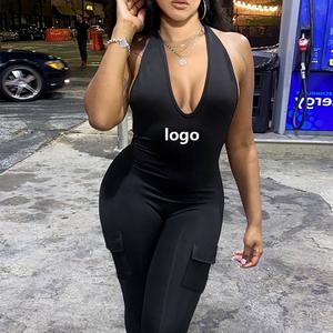 Tuta Skinny Sexy da donna con LOGO personalizzato da palestra body da palestra con LOGO personalizzato da donna Sexy di colore erica nera di colore Sexy S a xxxxl - Product Image 1