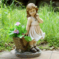 Pot de jardin Figurine Décor extérieur Maison de campagne Personnage de dessin animé enfant garçon fille Pot de fleur pour jardin Chemin pelouse Maison