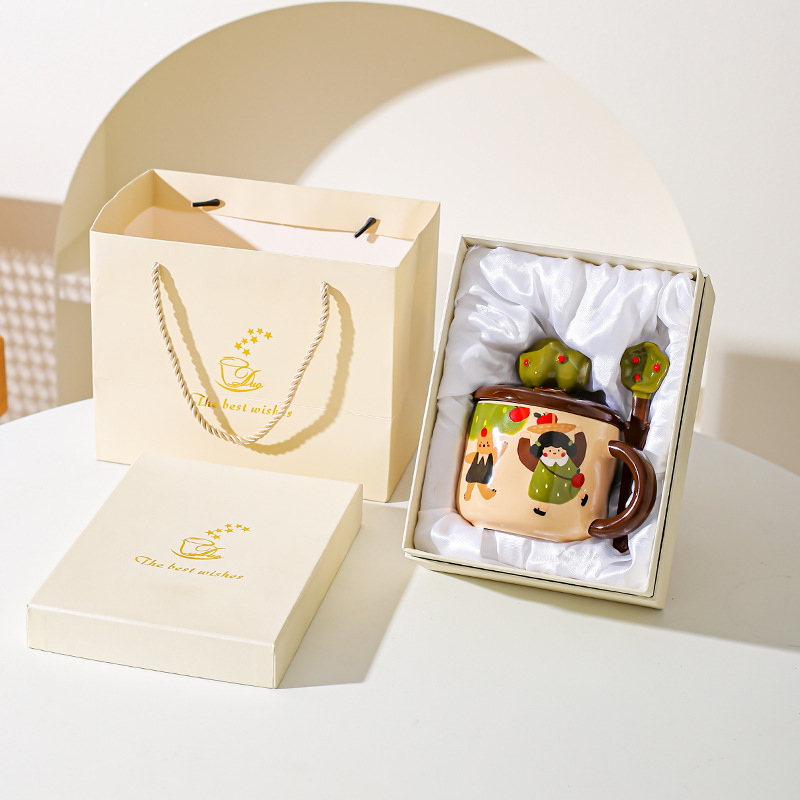 Apple tree-apple bear-beige gift box bag