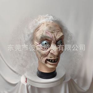 Masque en latex de monstre aux grands yeux et aux cheveux blancs pour costume de fête d'Halloween DIY - Product Image 2