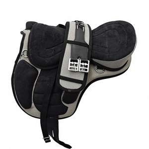 Selle d'équitation anglaise légère et durable de style Freemax gris, siège rembourré synthétique doux, confortable pour l'endurance équestre - Product Image 2