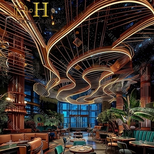 Khách Sạn Sang Trọng Nhà Hàng Thiết Kế Nội Thất Quầy Bar Thiết Kế Tùy Chỉnh Bền Rắn Gỗ Bàn Ghế Cho Nhà Hàng Trang Trí - Product Image 4