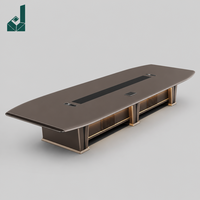 Ensemble de table de conférence moderne de luxe en bois avec cadre métallique, chaises de bureau pour réunion, mobilier de salle de conseil d'administration pour 12 personnes