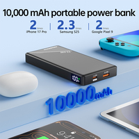 Cargador Portátil de Batería de Polímero de Litio de 10000 mAh/20000 mAh con Carga Rápida PD de 22,5 W, Ultrafino, 2 en 1, con Pantalla LED, de Fábrica
