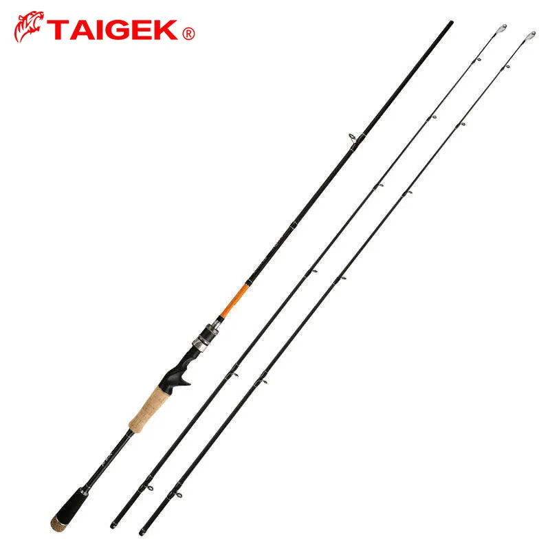 TAIGEK 1.8m 2.1m 2.4m 2 sections carbon M MH spinning lure 10-28g Off shore spin pole Spinning Casting lure fishing rods