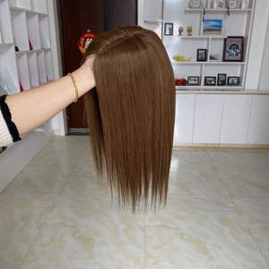 Postizo de Cabello Humano Natural de 8.5x9 Pulgadas, Color Castaño Oscuro, Base Mono, 100% Cabello Humano Virgen, Aspecto Natural, Media Peluca para Mujeres con Pérdida de Cabello - Product Image 2