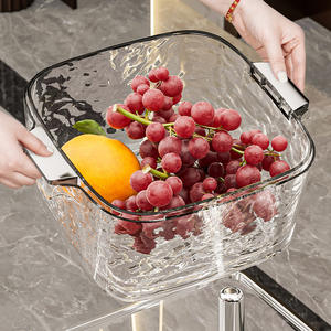Cesta de drenaje de doble capa con diseño de ondas de agua para lavar frutas y verduras en la cocina, con base de rejilla de 30x30 cm. - Product Image 2