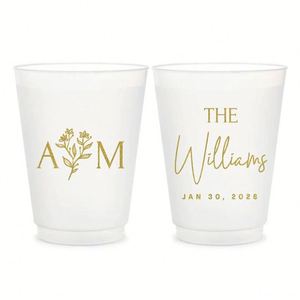 Vasos Esmerilados para Recepción de Boda, Ecológicos, Reutilizables, Decoración para Fiestas, Vasos de Plástico Personalizados, Recuerdos de Boda - Product Image 1