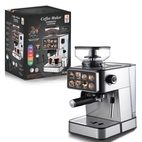 Machine à expresso domestique avec panneau de commande tactile, nettoyage automatique, réservoir d'eau amovible de 1,8 L, équipement à café