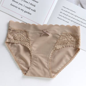 Hot Girl Traceless Culotte Sexy Dentelle Splice Bord Ondulé Pack Hanche Taille Basse Dames Culotte Confortable Coton Entrejambe Sous-Vêtements - Product Image 6