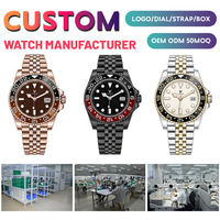 Montres mécaniques classiques personnalisées en gros avec logo, bracelet en acier inoxydable argenté, grand cadran, calendrier, aiguilles lumineuses, montre étanche