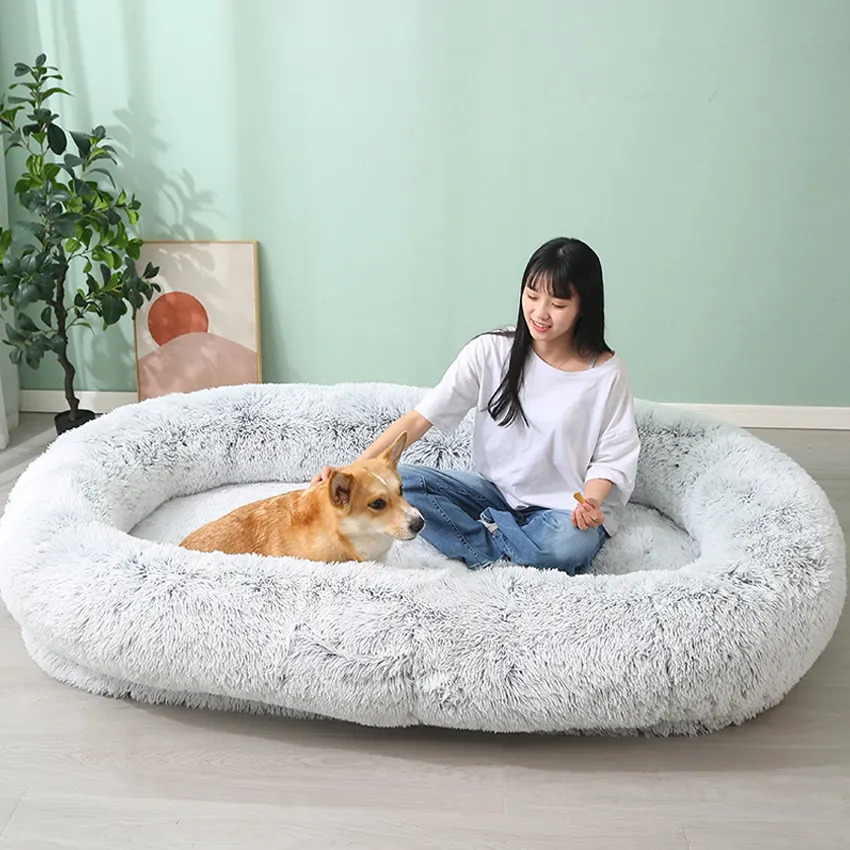 럭셔리 플러시 푹신한 개 매트 소파 성인과 애완 동물을위한 대형 인간 개 침대
