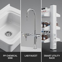 Plan de travail de laboratoire professionnel en PP résistant aux acides - Îlot de laboratoire modulaire sur mesure avec évier en PP pour la recherche chimique