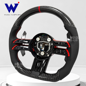 Volant de direction personnalisé en fibre de carbone Dragonfly adapté aux Mercedes AMG W204 W205 W212 W214 W215 CLA <span class=keywords><strong>CLE</strong></span>, décoré de rouge. - Product Image 2