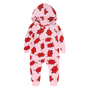 INS printemps automne bébé <span class=keywords><strong>cochon</strong></span> Onesie enfants contes vêtements pour enfants motif imprimé nouveau-né ramper costume infantile frites barboteuse - Product Image 4