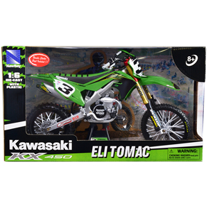 DCD Kawasaki KX 450F 1/6 modellino verde nero Dirt Bike moto nuovo raggio 2 tempi con Eli Tomac Kawasaki Racing