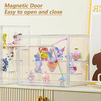 Boîte de présentation personnalisée en acrylique transparent avec porte magnétique, anti-poussière, pour figurines et poupées