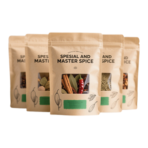 Emballage personnalisé de noix à épices de qualité alimentaire imprimé sac en papier kraft composite pochette debout zip-lock avec fenêtre transparente - Product Image 6