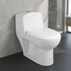 WC monobloc en céramique blanche avec réservoir encastré, double chasse, siphon en S, sanitaires modernes pour salle de bain extérieure - Product Image 3