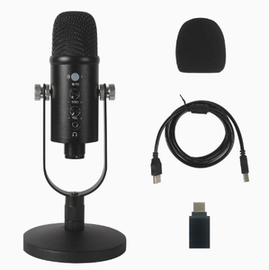 מיקרופון קונדנסר USB עם שקע אוזניות עם בקרת הד להקלטות פודקאסטים, סטרימינג ומשחקים, תוצרת עצמית - Product Image 3