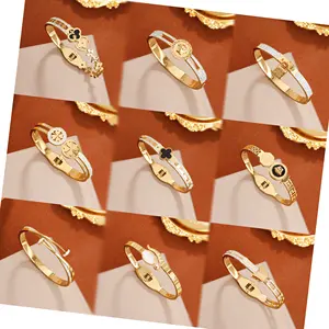 New Design Fashion Jewelry Bracelets Gold Waterproof Stainless Steel 18K Gold Plated Women Bangle Bracelet