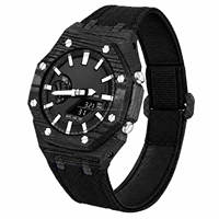 Kit de modification G de luxe personnalisé Ga 2100, boîtier de montre en fibre de carbone forgée résistant aux chocs avec bracelet en nylon pour pièces Ga2100 GA2110 GAB2100