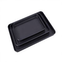 Lot de 3 plaques à pâtisserie rectangulaires antiadhésives en acier au carbone de 0,8 mm, résistantes au four, pour cuisine domestique - Vente en gros usine