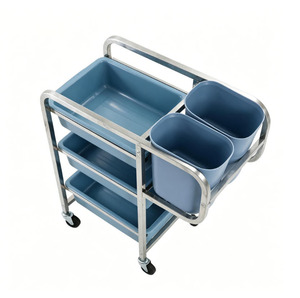 Chariot de cuisine en acier inoxydable pour le ramassage de vaisselle, idéal pour les restaurants, cafés, cantines scolaires, transport de vaisselle et gestion des déchets - Product Image 1