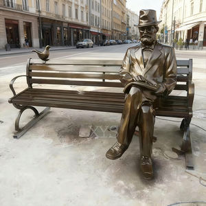 Estatua de bronce de tamaño real de alta calidad, figura famosa de <span class=keywords><strong>Albert</strong></span> Einstein, Banco de Metal, modelo de acero, técnica de acero inoxidable chapada, regalo de Anime - Product Image 4