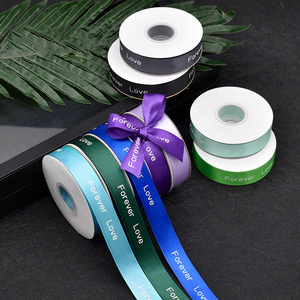 Pita poliester Multi-spec 2cm 0.8 inci pita cetak Forever Love pita dekorasi kemasan bunga pita untuk memanggang kue DIY - Product Image 3