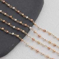 Rantai Saturnus Beruntai 3 Warna Emas 14K/Rose Gold 14K/Perak 925 dengan Kawat Emas 14K untuk Pembuatan Perhiasan Permanen DIY