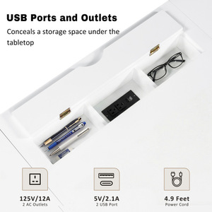 Oe Home 67" Modern Executive Desk with 2 Doors & 3 Drawers White Solid Wood+MDF for Home <b>Office</b> - Product Image 5