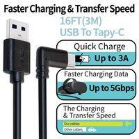 Kabel Monitor sistem USB 3.1 Tipe C pria ke Usb 3.0 A Pria Wanita kiri kanan atas bawah bersudut kabel pendek