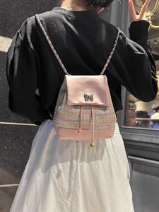 Mochila de Cadena Tejida de Alta Gama para Mujer, Cierre con Cremallera, Material PU, Forro de Poliéster, Impermeable, Suave y Versátil, 20L, 13 Pulgadas - Product Image 6