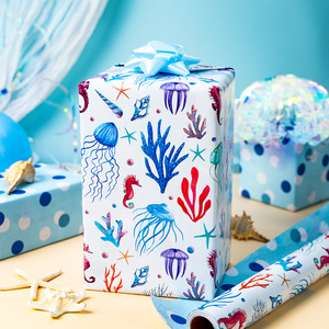 Sea Life <b>Pattern</b> Gift Wrapping <b>Paper</b> Double Sided Art <b>Paper</b> Eco-Friendly For Gift And Craft Use - Product Image 1